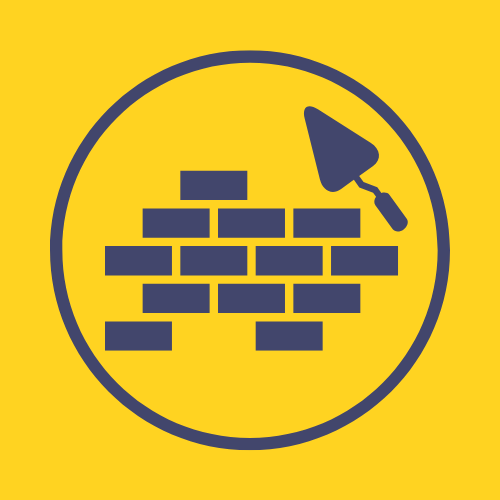 An icon showing a brick wall being built